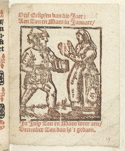 Seite mit stehenden Figuren eines Händlers und einer Frau, 1712