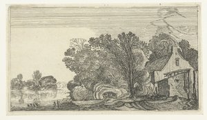 Bauernhof zwischen Bäumen an einem Fluss (Serientitel: Landschaften nach Esaias van de Velde) von Anonymous