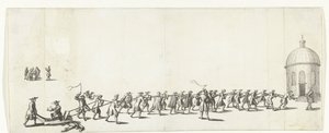 Dominicus wird auf einer Schubkarre zur Runden Lutherischen Kirche gezogen, 1683-1684