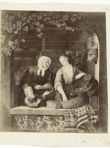 Fotoreproduktion des Gemäldes Die Krämerin von Frans van Mieris II