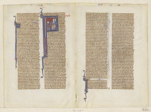 Fragment aus einer Bibel, das Buch der Könige, Kapitel 2: David kniet vor Saul von Anonymous