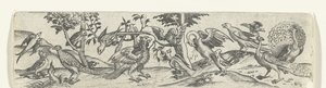Fries mit Vögeln, darunter Pfau und Pelikan