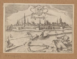 Ansicht von Zutphen von der anderen Seite der IJssel Zutphen (Titel auf dem Objekt) von Anonymous