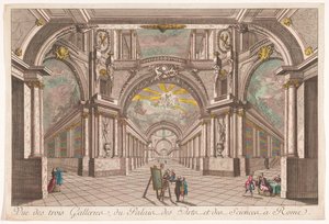 Ansicht der drei Galerien des Palastes der Kunst und Wissenschaft in Rom