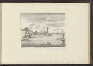 Ansicht des Hafens mit einem Leuchtturm und einem Palast in Neapel von Anonymous
