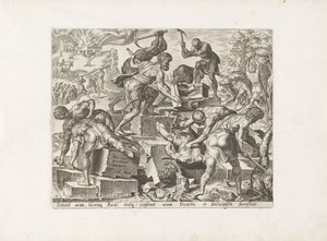 Gideon zerstört den Altar des Baal von Anonymous