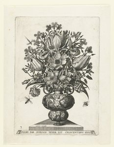 Groteske Vase mit Blumen