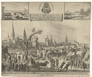 Eisvergnügen auf der gefrorenen Schelde in Antwerpen, 1684