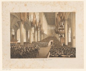 Interieur der Pieterskerk in Leiden während des dritten Jahrhundertfestes der Universität