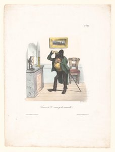 Karikatur eines Mannes, der wie Napoleon aussehen will