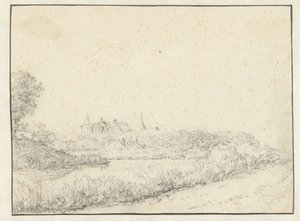 Landschaft mit Schloss am Ufer eines Flusses von Anonymous