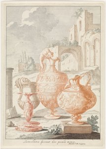 Landschaft mit Ruine und Vasen