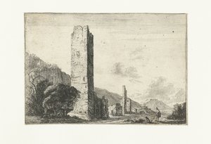 Landschaft mit quadratischem Turm