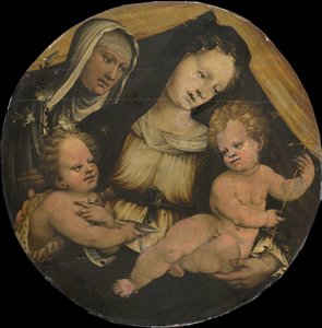 Madonna und Kind mit dem kleinen Johannes dem Täufer und der heiligen Clara