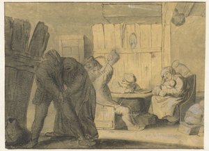 Szene in einem Bauerninterieur