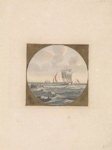 Schaluppe und Segelschiffe auf See