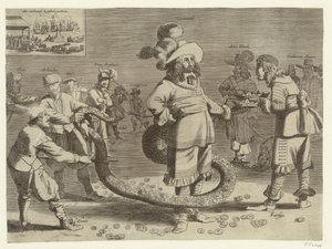 Karikatur von Cromwell als der schreckliche Schwanzmann, 1652