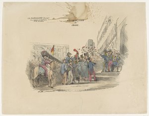 Spotprent auf die Verteilung belgischer Ehrenkreuze, 1834