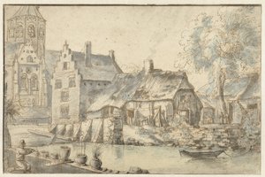 Stadtansicht mit einer großen Kirche