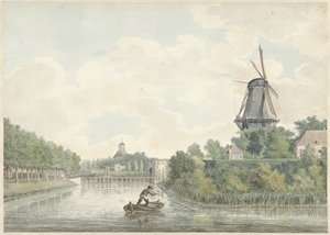 Stadtmauern von Middelburg mit der Koepoort, der Oostkerk und einer Mühle von Anonymous