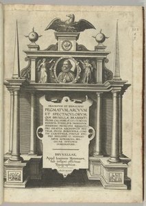 Titelblatt für die Beschreibung des Einzugs von Erzherzog Ernst als Gouverneur der Niederlande in Brüssel, 1594