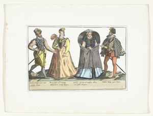 Zwei Männer und zwei Frauen in niederländischer Mode, ca. 1580 von Anonymous