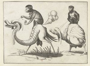 Zwei Monster, geritten von Affen von Anonymous