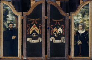 Zwei Flügel eines Triptychons mit den Porträts von Julien de Brouckere und seiner Frau Elisabeth Canneel von Anonymous