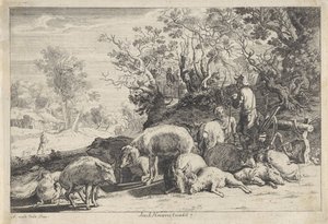 Schweinehirt mit Herde