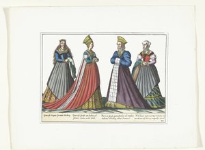 Vier Frauen in deutscher Mode in Nürnberg, ca. 1580