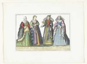Vier Frauen in italienischer Mode, ca. 1580