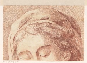 Frauenkopf mit Mütze und geschlossenen Augen von Anonymous