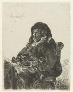 Witwe mit schwarzen Handschuhen (Rembrandts Mutter als Witwe)