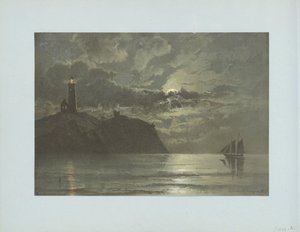 Meeresansicht mit Leuchtturm nach Gemälde von C. Frederick Sørensen