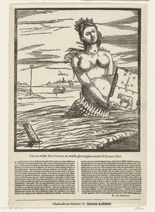 Meerjungfrau von Edam, 1403. Von einer wilden Meeresfrau, die im Purmer-Meer gefangen wurde (Titel auf dem Objekt)
