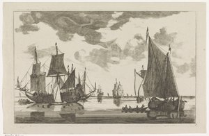 Segelschiffe und Boote auf ruhiger See