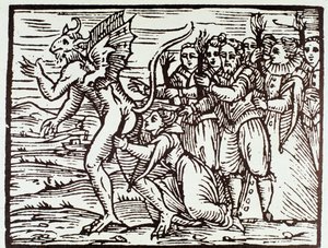 Eine Hexe küsst Satan (Gravur)