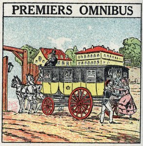 Tierische Traktion: Erster Omnibus, der in Frankreich unter Karl X. (1824-1830) erschien. von Anonymous Anonymous