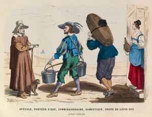 Blinder Mann, Wasserträger, Kommissionär und Hausdiener, Herrschaft von König Ludwig XIII. von Frankreich im 17. Jahrhundert - Private Sammlung von Anonymous Anonymous