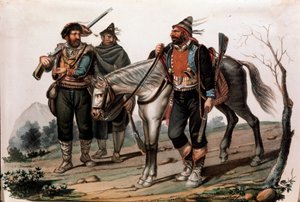 Räuberwesen in Kalabrien, Italien. Gravur des 19. Jahrhunderts, Privatsammlung