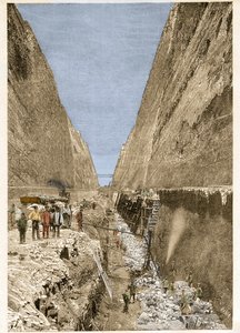 Bau des Korinthkanals 1893 - Gravur - Bau des Korinthkanals. von Anonymous Anonymous