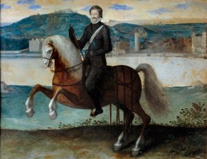 Reiterporträt von Heinrich IV. (1553-1610) vor Paris (1594)