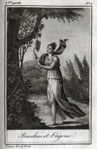 Erigo und Bacchus, Gravur von 1819 in „Lettres à Emilie sur la mythologie“ von Charles Albert Demoustier (1760-1801). Privatsammlung. von Anonymous Anonymous