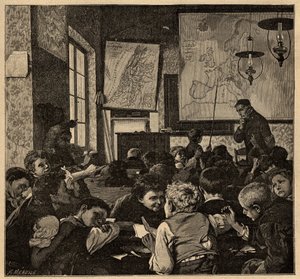 Ende der Klasse - Schule - Gravur 1890