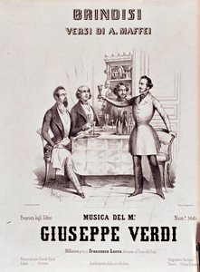 Frontispiz der Partitur von Brindisi von Giuseppe Verdi nach der Poesie von Andrea Maffei von Anonymous Anonymous