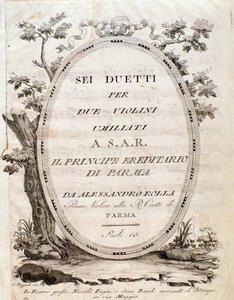 Frontispiz der Partitur von Sechs Duetten für zwei Violinen von Rolla