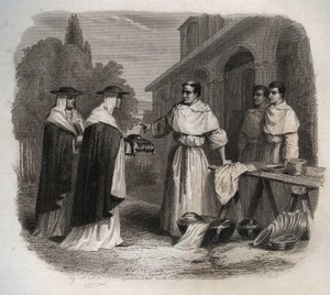 Giovanni da Fidanza, bekannt als Bonaventura (um 1217-1274) (San Bonaventura) erhielt den Kardinalshut. Gravur von 1846 in Lives of the Saints. Private Sammlung