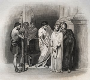 Heilige Victoria, erlitt das Martyrium in Karthago mit dem Heiligen Saturnin im Jahr 304. Gravur von 1846 in „Lives of the saints“. Private Sammlung.
