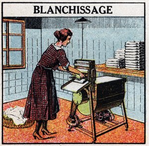 Haushaltsanwendungen der Elektrizität: Kalken. Anonyme Illustration von 1925. Private Sammlung. von Anonymous Anonymous