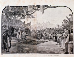 Illustration für die letzte Szene von Die Meistersinger von Nürnberg von Wagner, für die Aufführung im Teatro alla Scala